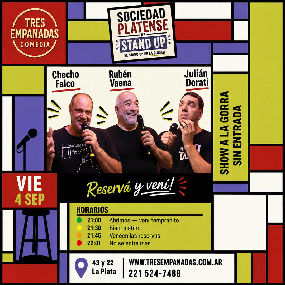Flyer de Sociedad Platense de Stand Up — viernes 4 de septiembre